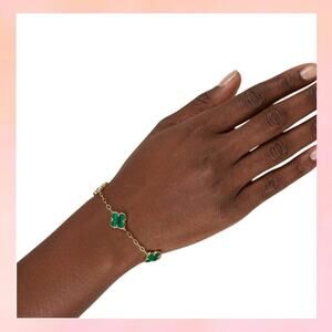 Stella Rose Gold Plated Green Malachite Motif Bracelet
